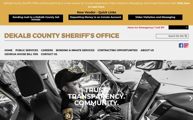 Screenshot of DeKalb County Detention Center website