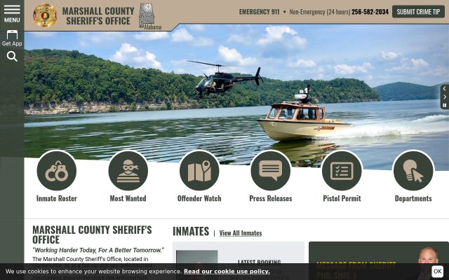 Screenshot of Marshall County Jail website