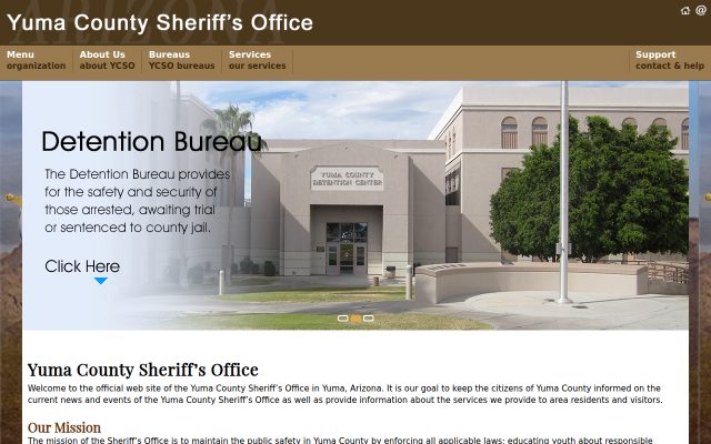 Screenshot of Yuma County Detention Center website
