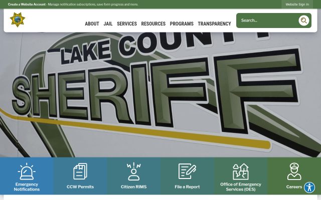 Screenshot of Lake County Jail website