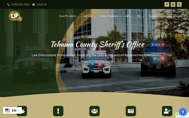 Screenshot of Tehama County Jail website
