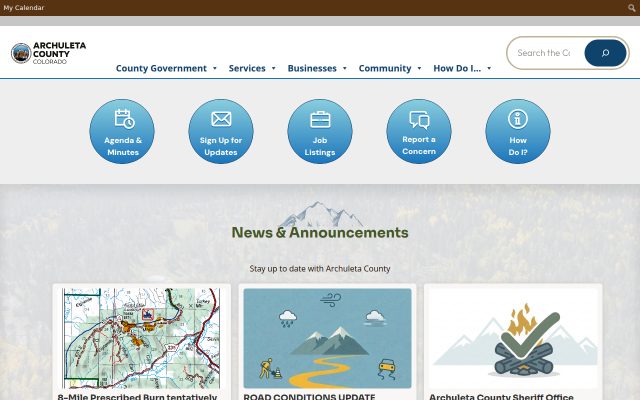 Screenshot of Archuleta County Detention Center website