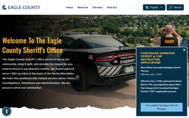 Screenshot of Eagle County Detention Facility website
