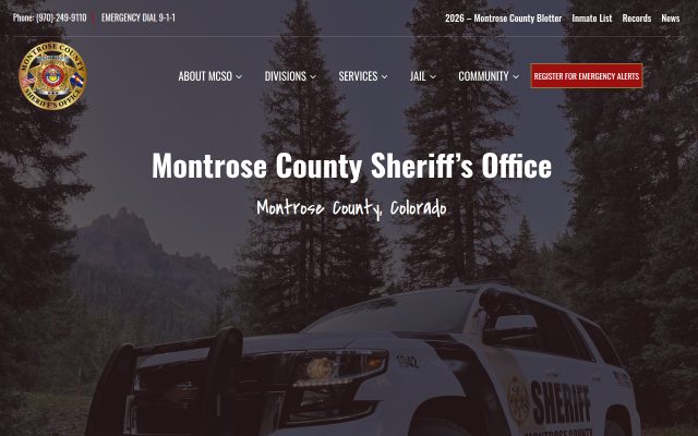 Screenshot of Montrose County Jail website