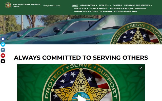 Screenshot of Alachua County Department of the Jail website
