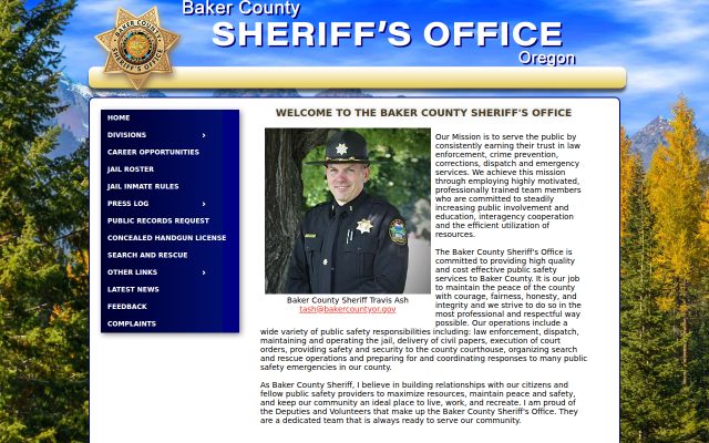Screenshot of Baker County Detention Center website