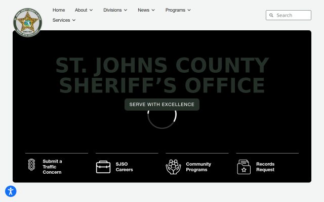 Screenshot of St. Johns County Detention Facility website