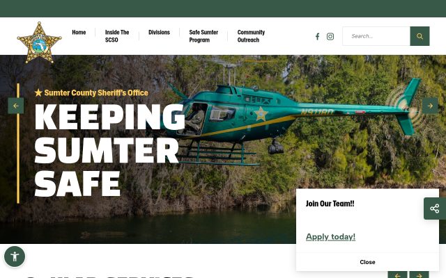 Screenshot of Sumter County Detention Center website