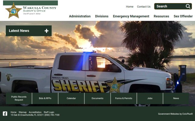 Screenshot of Wakulla County Jail website