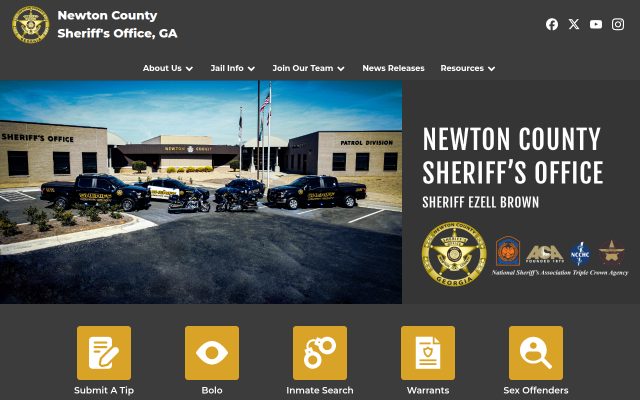 Screenshot of Newton County Detention Center website
