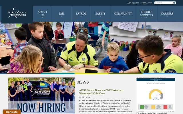 Screenshot of Ada County Jail website