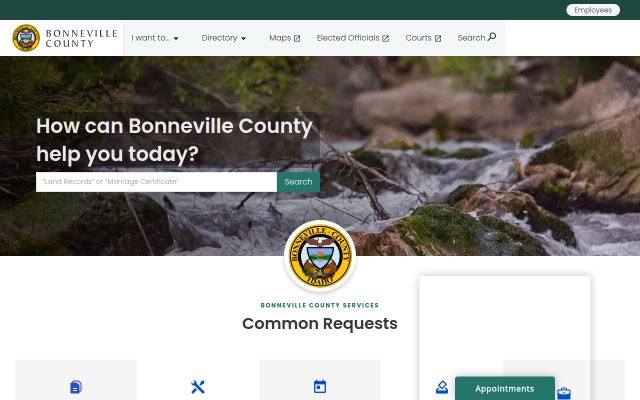 Screenshot of Bonneville County Jail website