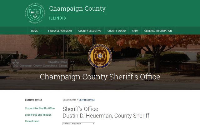 Screenshot of Champaign County Correctional Center website