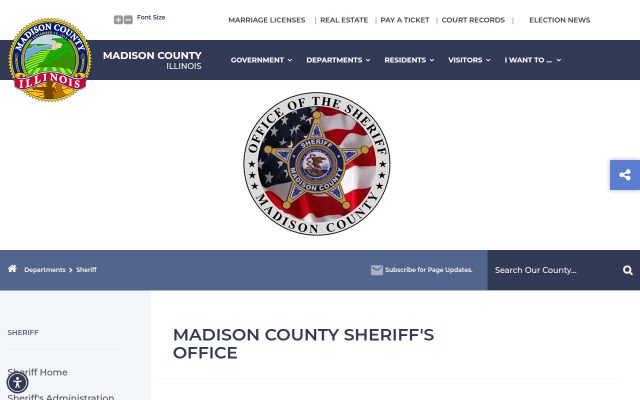 Screenshot of Madison County Jail website
