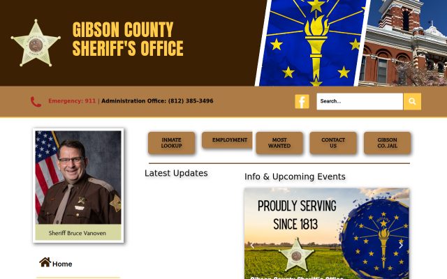Screenshot of Gibson County Jail website