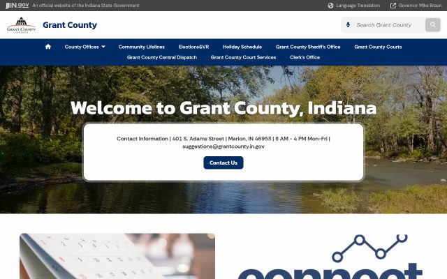 Screenshot of Grant County Jail website