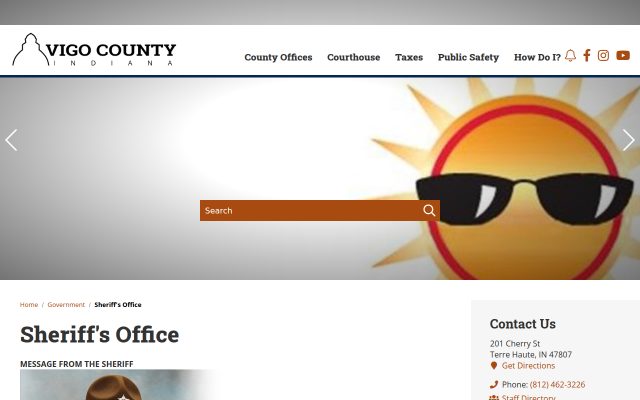 Screenshot of Vigo County Jail website