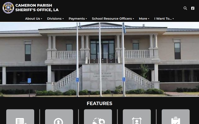 Screenshot of Cameron Parish Jail website