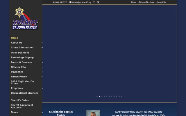Screenshot of St. John the Baptist Parish Correctional Center website