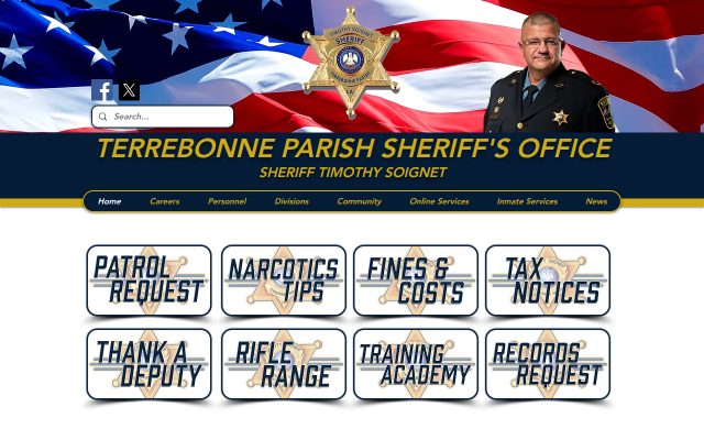 Screenshot of Terrebonne Parish Criminal Justice Complex website