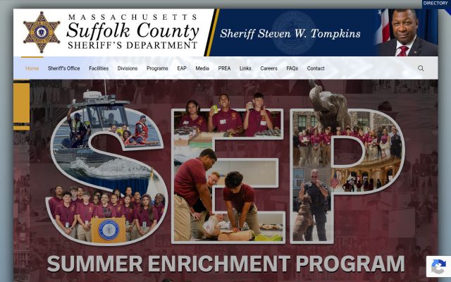 Screenshot of Suffolk County House of Correction website
