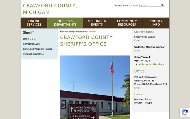 Screenshot of Crawford County Jail website