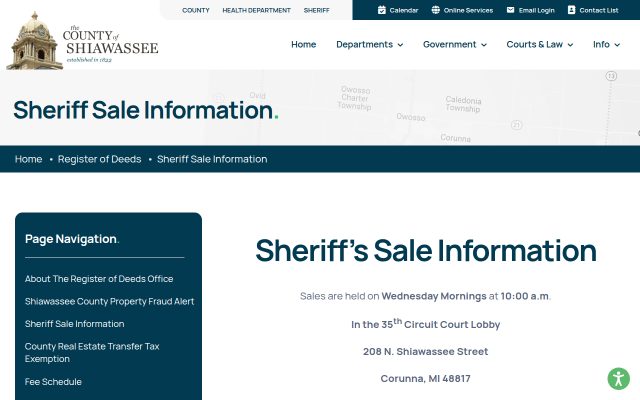 Screenshot of Shiawassee County Jail website