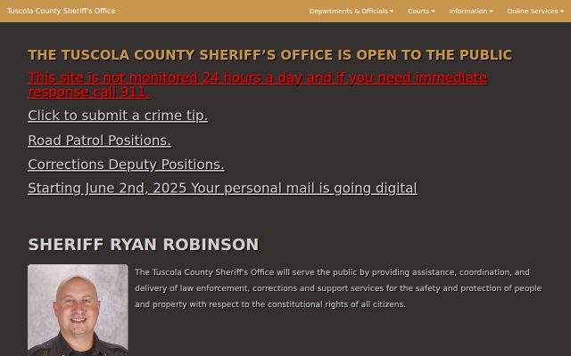 Screenshot of Tuscola County Jail website