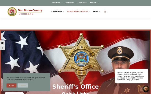 Screenshot of Van Buren County Jail website