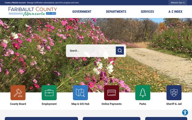 Screenshot of Faribault County Jail website