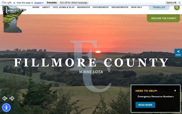 Screenshot of Fillmore County Jail website