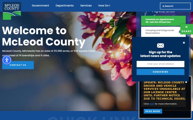 Screenshot of McLeod County Jail website