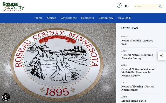 Screenshot of Roseau County Jail website