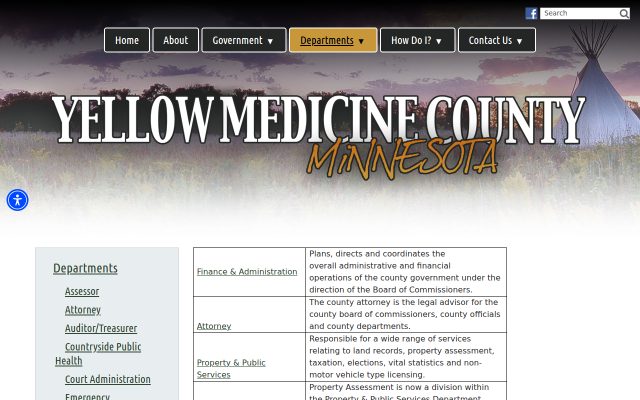 Screenshot of Yellow Medicine County Jail website