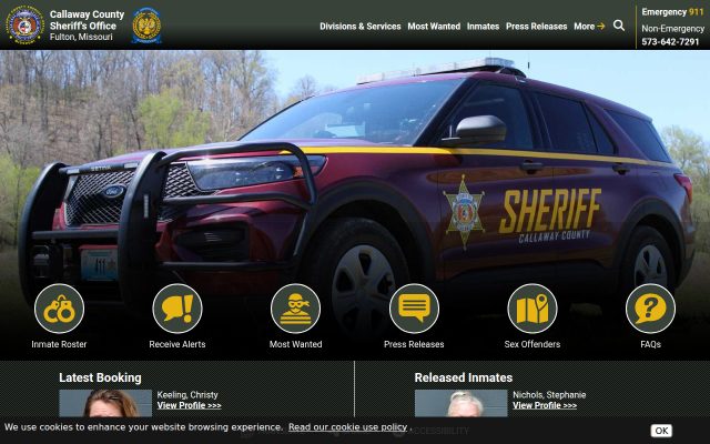 Screenshot of Callaway County Jail website