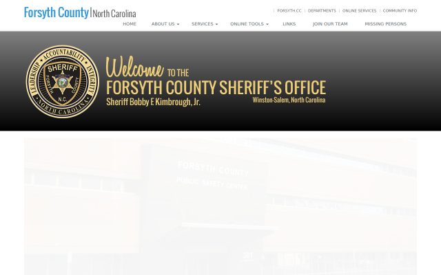 Screenshot of Forsyth County Detention Center website