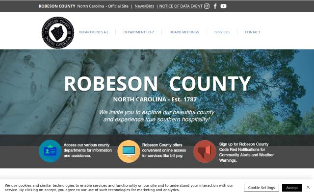 Screenshot of Robeson County Detention Center website