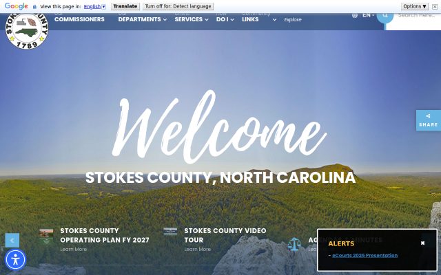 Screenshot of Stokes County Detention Center website