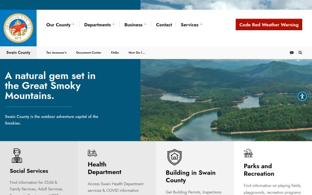 Screenshot of Swain County Detention Center website
