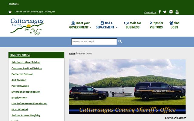 Screenshot of Cattaraugus County Jail website