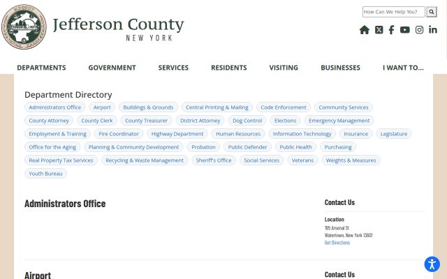 Screenshot of Jefferson County Correctional Facility website