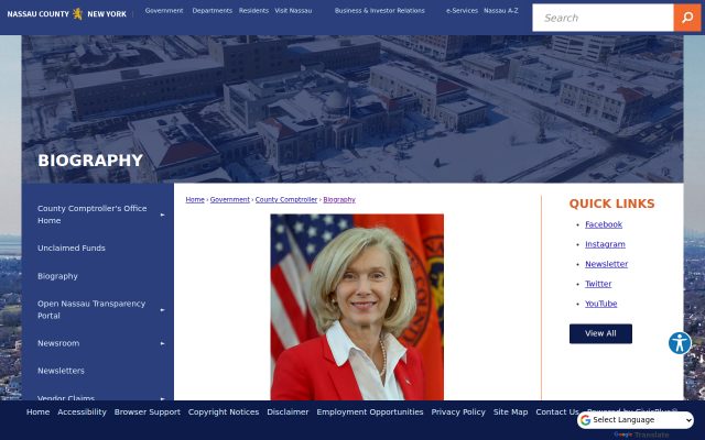 Screenshot of Nassau County Correctional Center website