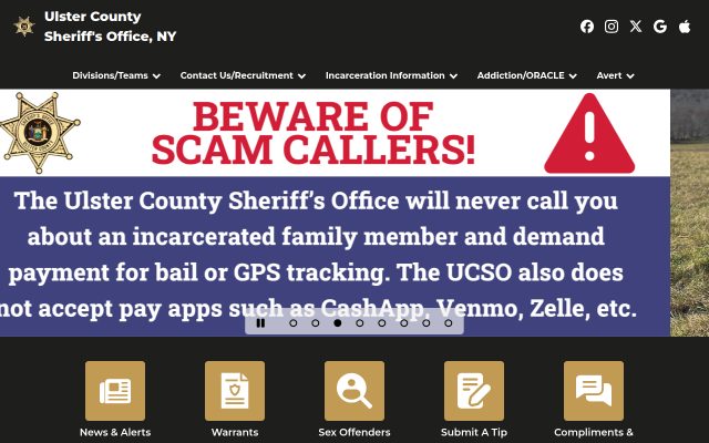 Screenshot of Ulster County Jail website