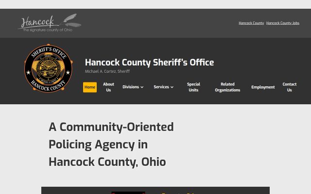 Screenshot of Hancock County Justice Center website