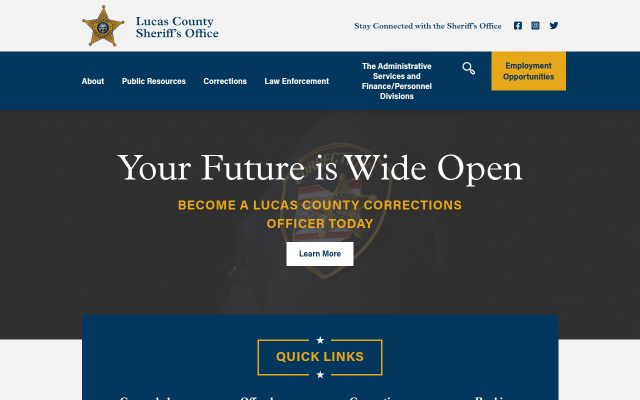 Screenshot of Lucas County Corrections Center website
