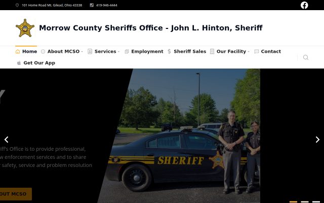 Screenshot of Morrow County Jail website