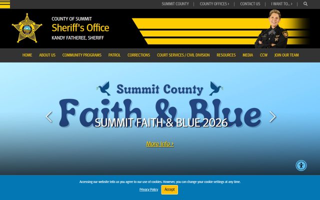 Screenshot of Summit County Jail website