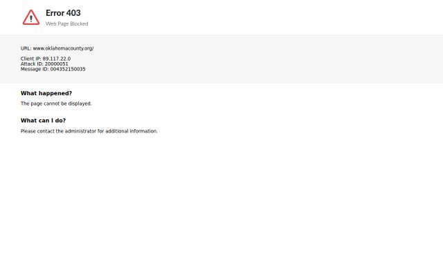Screenshot of Oklahoma County Detention Center website