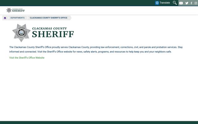 Screenshot of Clackamas County Jail website