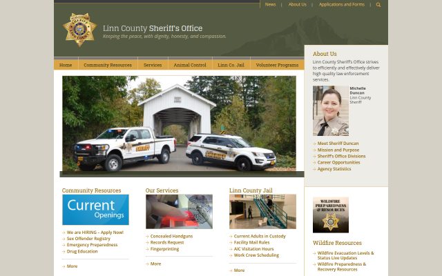 Screenshot of Linn County Jail website